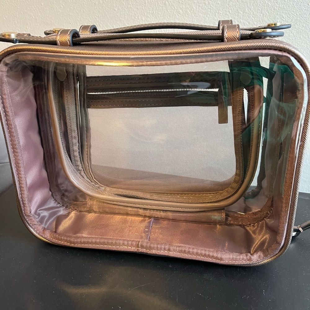 Calpak Medium Clear Cosmetics Case- Bronze